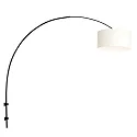 Steinhauer Wandleuchte / Bogenleuchte SPARKLED LIGHT, E27, mit Schnurschalter + zylindrischem Schirm, schwarz matt / Leinen weiß