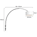 Steinhauer Wandleuchte / Bogenleuchte SPARKLED LIGHT, E27, mit Schnurschalter + zylindrischem Schirm, schwarz matt / Leinen weiß