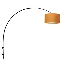 Steinhauer Wandleuchte / Bogenleuchte SPARKLED LIGHT, E27, mit Schnurschalter + zylindrischem Schirm, schwarz matt / Velours sandgold