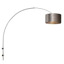 Steinhauer Wandleuchte / Bogenleuchte SPARKLED LIGHT, E27, mit Schnurschalter + zylindrischem Schirm, stahl gebürstet / Velours silber