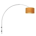 Steinhauer Wandleuchte / Bogenleuchte SPARKLED LIGHT, E27, mit Schnurschalter + zylindrischem Schirm, stahl gebürstet / Velours sandgold