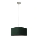 Pendelleuchte SPARKLED LIGHT, Ø 50cm, E27, mit zylindrischem Schirm, stahl gebürstet / Velours samtgrün