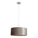 Pendelleuchte SPARKLED LIGHT, Ø 50cm, E27, mit zylindrischem Schirm, stahl gebürstet / Velours silber
