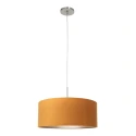 Pendelleuchte SPARKLED LIGHT, Ø 50cm, E27, mit zylindrischem Schirm, stahl gebürstet / Velours sandgold