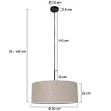 Steinhauer Pendelleuchte SPARKLED LIGHT, Ø 50cm, E27, mit zylindrischem Schirm, schwarz matt / Leinen schlamm