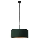 Pendelleuchte SPARKLED LIGHT, Ø 50cm, E27, mit zylindrischem Schirm, schwarz matt / Velours samtgrün