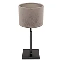 Steinhauer Tischleuchte STANG, Up, 40cm, E27, Dreh-Dimmer + zylindrischem Schirm , schwarz matt, Velours silber
