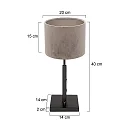 Steinhauer Tischleuchte STANG, Up, 40cm, E27, Dreh-Dimmer + zylindrischem Schirm , schwarz matt, Velours silber