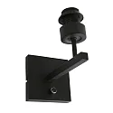 Steinhauer Wandleuchte STANG, E27, Drehdimmer + zylindrischem Schirm, schwarz matt, Leinen weiß