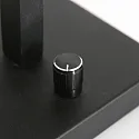Steinhauer Wandleuchte STANG, E27, Drehdimmer + zylindrischem Schirm, schwarz matt, Leinen weiß