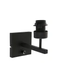 Steinhauer Wandleuchte STANG, E27, Drehdimmer + zylindrischem Schirm, schwarz matt, Velours sandgold