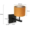 Steinhauer wall luminaire STANG up, cylindrical, with shade E27 IP20, black matt dimmable