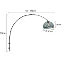 Steinhauer Wandleuchte / Bogenleuchte SPARKLED LIGHT,  E27, mit Schnurschalter + halbrundem Schirm, schwarz matt / Rauchglas