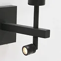 Steinhauer Wandleuchte STANG, E27, mit LED Lese-Spot (1W 2700K 100lm) + 2 Schaltern + zylindrischem Schirm, schwarz matt, Velours silber