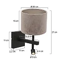 Steinhauer Wandleuchte STANG, E27, mit LED Lese-Spot (1W 2700K 100lm) + 2 Schaltern + zylindrischem Schirm, schwarz matt, Velours silber