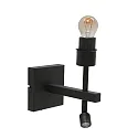 Steinhauer Wandleuchte STANG, E27, mit LED Lese-Spot (1W 2700K 100lm) + 2 Schaltern + zylindrischem Schirm, schwarz matt, Velours silber