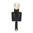 Steinhauer Wandleuchte STANG, E27, mit LED Lese-Spot (1W 2700K 100lm) + 2 Schaltern + zylindrischem Schirm, schwarz matt, Velours silber
