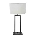 Steinhauer Tischleuchte STANG, Up, 55cm, E27, mit zylindrischem Schirm + Doppel-Stativ + Dreh-Dimmer, schwarz matt, Leinen weiß