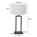 Steinhauer Tischleuchte STANG, Up, 55cm, E27, mit zylindrischem Schirm + Doppel-Stativ + Dreh-Dimmer, schwarz matt, Leinen weiß