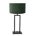 Steinhauer Tischleuchte STANG, Up, 55cm, E27, mit zylindrischem Schirm + Doppel-Stativ + Dreh-Dimmer, schwarz matt, Velours samtgrün