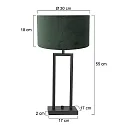 Steinhauer Tischleuchte STANG, Up, 55cm, E27, mit zylindrischem Schirm + Doppel-Stativ + Dreh-Dimmer, schwarz matt, Velours samtgrün