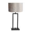 Steinhauer Tischleuchte STANG, Up, 55cm, E27, mit zylindrischem Schirm + Doppel-Stativ + Dreh-Dimmer, schwarz matt, Velours silber