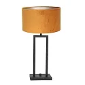 Steinhauer Tischleuchte STANG, Up, 55cm, E27, mit zylindrischem Schirm + Doppel-Stativ + Dreh-Dimmer, schwarz matt, Velours sandgold