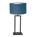 Steinhauer Tischleuchte STANG, Up, 55cm, E27, mit zylindrischem Schirm + Doppel-Stativ + Dreh-Dimmer, schwarz matt, Velours blau