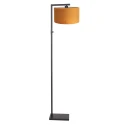 Stehleuchte STANG, Down, E27, mit Dreh-Dimmer + zylindrischem Schirm, schwarz matt, Velours sandgold