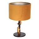 anne light & home Tischleuchte ANIMAUX - OURSES, E27, mit Bären-Deko + Schnurschalter, mattschwarz / gold, mit Schirm, Velours sandgold
