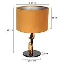 anne light & home Tischleuchte ANIMAUX - OURSES, E27, mit Bären-Deko + Schnurschalter, mattschwarz / gold, mit Schirm, Velours sandgold