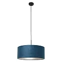Pendelleuchte SPARKLED LIGHT, Ø 50cm, E27, mit zylindrischem Schirm, schwarz matt / Velours blau