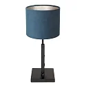Steinhauer Tischleuchte STANG, Up, 40cm, E27, Dreh-Dimmer + zylindrischem Schirm , schwarz matt, Velours blau
