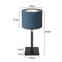 Steinhauer Tischleuchte STANG, Up, 40cm, E27, Dreh-Dimmer + zylindrischem Schirm , schwarz matt, Velours blau