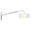 Steinhauer Wandleuchte ELEGANT CLASSY, E27, mit Zugentlastung + Schnurschalter + Schirm, stahl gebürstet / Leinen weiß