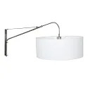Steinhauer Wandleuchte ELEGANT CLASSY, E27, mit Zugentlastung + Schnurschalter + Schirm, stahl gebürstet / Leinen weiß