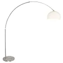 Steinhauer Stehleuchte / Bogenleuchte SPARKLED LIGHT, E27, Schirm halbrund, stahl gebürstet / Opalglas weiß