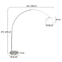 Steinhauer Stehleuchte / Bogenleuchte SPARKLED LIGHT, E27, Schirm halbrund, stahl gebürstet / Opalglas weiß