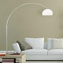 Steinhauer Stehleuchte / Bogenleuchte SPARKLED LIGHT, E27, Schirm halbrund, stahl gebürstet / Opalglas weiß