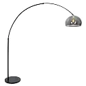 Steinhauer Stehleuchte / Bogenleuchte SPARKLED LIGHT, E27, Schirm halbrund, schwarz matt / Rauchglas klar