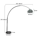 Steinhauer Stehleuchte / Bogenleuchte SPARKLED LIGHT, E27, Schirm halbrund, schwarz matt / Rauchglas klar