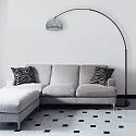 Steinhauer Stehleuchte / Bogenleuchte SPARKLED LIGHT, E27, Schirm halbrund, schwarz matt / Rauchglas klar