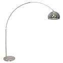 Steinhauer Stehleuchte / Bogenleuchte SPARKLED LIGHT, E27, Schirm halbrund, stahl gebürstet / Rauchglas klar