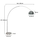 Steinhauer Stehleuchte / Bogenleuchte SPARKLED LIGHT, E27, Schirm halbrund, stahl gebürstet / Rauchglas klar