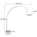 Steinhauer Stehleuchte / Bogenleuchte SPARKLED LIGHT, E27, mit Fussschalter + zylindrischem Schirm, stahl gebürstet / Leinen weiß