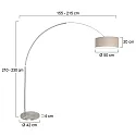 Steinhauer floor lamp SPARKLED LIGHT cylindrical, with switch, with shade, with plug, adjustable E27 IP20, steel brushed dimmable