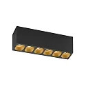 LED Deckenleuchte PIRRO 6.0, 6 Spots, 6x 4.5W 2700K, CRi >90, dimmbar, schwarz-gold