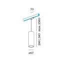 Wever & Ducré 3-Phasen Pendelleuchte RAY on track 2.0 - PAR16, 20cm / 250cm, zylindrisch, GU10 max. 12W, inkl. Adapter, mattweiß