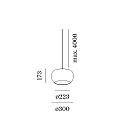 Wever & Ducré LED Design-Pendelleuchte WETRO 3.0, Ø 30cm, 1-flammig, 11W 1850-2800K, CRi >90, dim-to-warm, Glas, dunkeltaupe/weiß