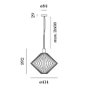 Wever & Ducré pendant luminaire WIRO 1.1 DIAMOND CEILING SUSP E27 IP20, black 